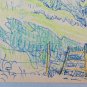 Old Drawing Vintage landscape Mende Saint Geniez France Years' 60 BM53.2
