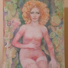 Painting Pop Art Years 1980's '80 Portrait Nude Feminine On Cardboard P33.2