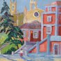 Old Painting oil Spanish Signed View Of Museum Of Prado Madrid MD1