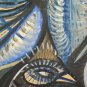 Old Painting Watercolour With Birds Signed Painting Vintage Years 50 60 BM53.3