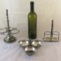 Two Oil Cruets And A Cup Metal silver plated Old Vintage Cruet X15