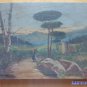 Painting Antique Spanish Signed Marcial landscape Countryside oil On Linen MD7
