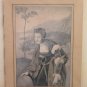 Engraving Antique Lithography On Basket Portrait Lady France End 800 Beginning