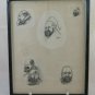 Painting With Collection Of Sketching Comics Beginning Century Portraits Signed