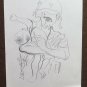 Drawing Vintage Pencil On Card 1960's War Vietnam Boy Soldier P28.7