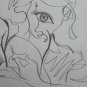 Drawing Vintage Pencil On Card 1960's War Vietnam Boy Soldier P28.7