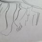 Drawing Vintage Pencil On Card 1960's War Vietnam Boy Soldier P28.7