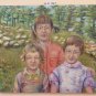 Painting oil On Linen Signed Painting Years 70 Portrait Of Three Children MTB2