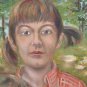 Painting oil On Linen Signed Painting Years 70 Portrait Of Three Children MTB2