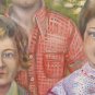 Painting oil On Linen Signed Painting Years 70 Portrait Of Three Children MTB2