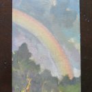 Painting oil On Board Painting 1960's landscape Rainbow Original p16