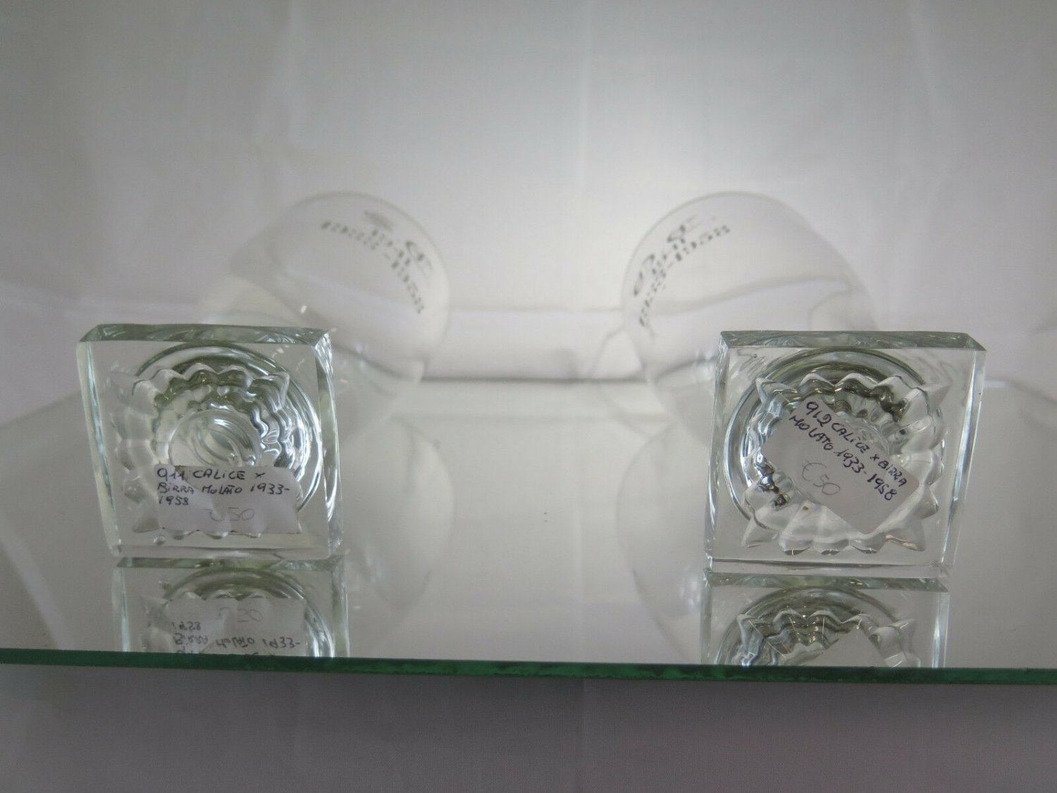 Elegant Pair Of Vases Crystal Vintage 1953 With Initials Oc Sc R41