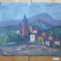 Old Painting Spanish Signed Santo landscape View Village Period '900 MD4