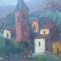 Old Painting Spanish Signed Santo landscape View Village Period '900 MD4