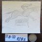 Drawing Antique Sketch Pencil On Basket Theme Equestrian Horse Racing P28.5