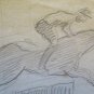 Drawing Antique Sketch Pencil On Basket Theme Equestrian Horse Racing P28.5
