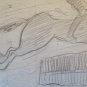 Drawing Antique Sketch Pencil On Basket Theme Equestrian Horse Racing P28.5