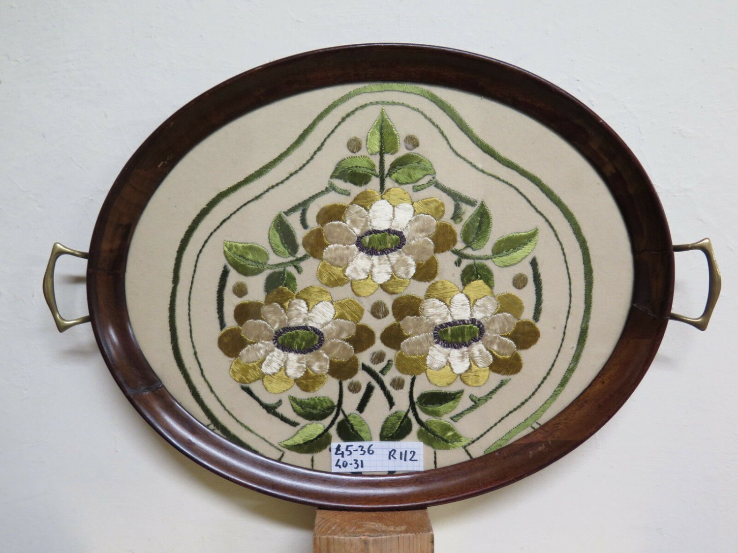 Frame Oval Obtained from An Antique Tray with Handles Brass Vintage R112