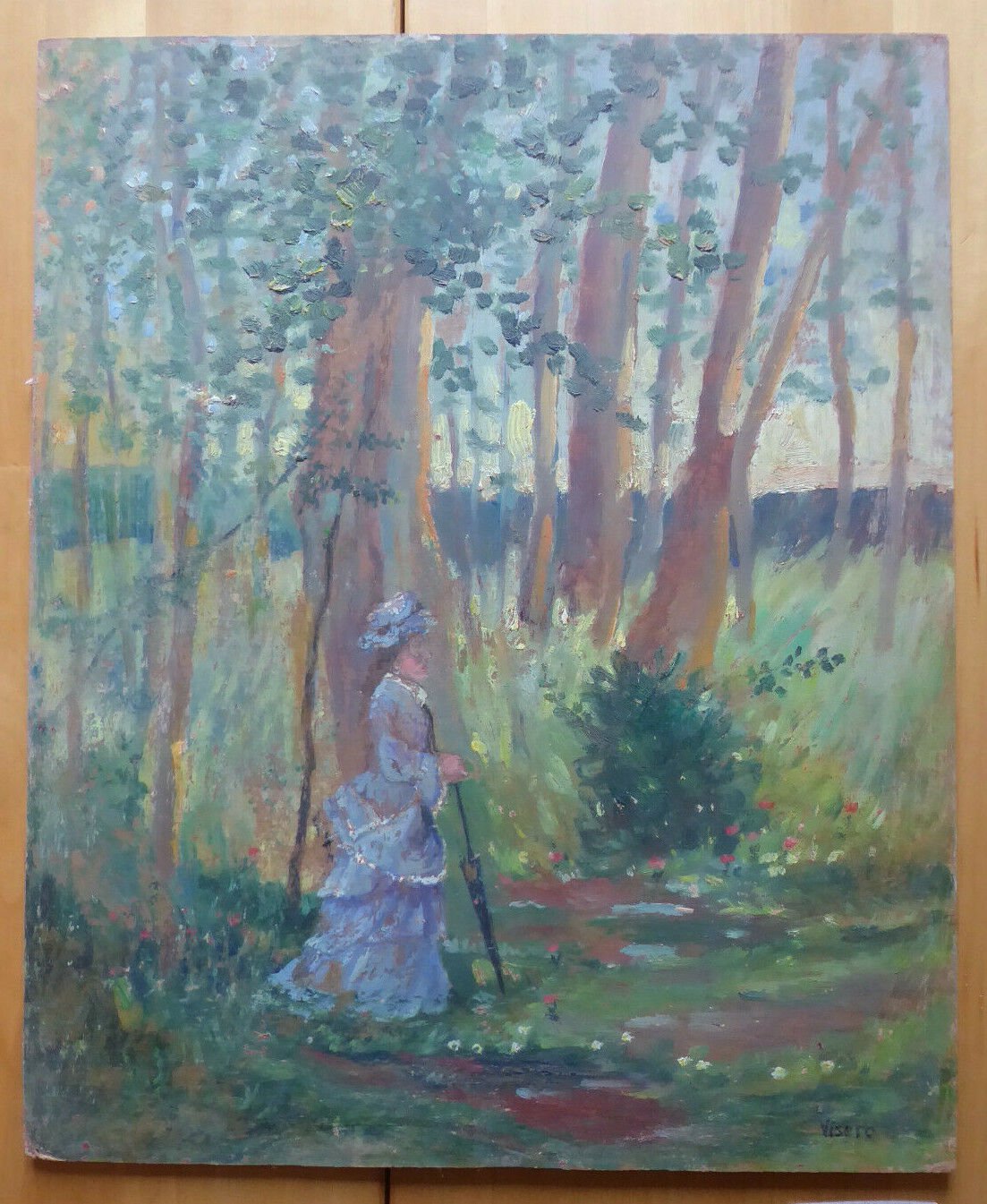 Old Painting Style Impressionist View Gardens School Spanish '900 MD3
