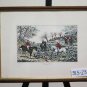 Antique Frame Wooden 12 3/8x9 1/8in With engraving Hunting at The Fox Free G31
