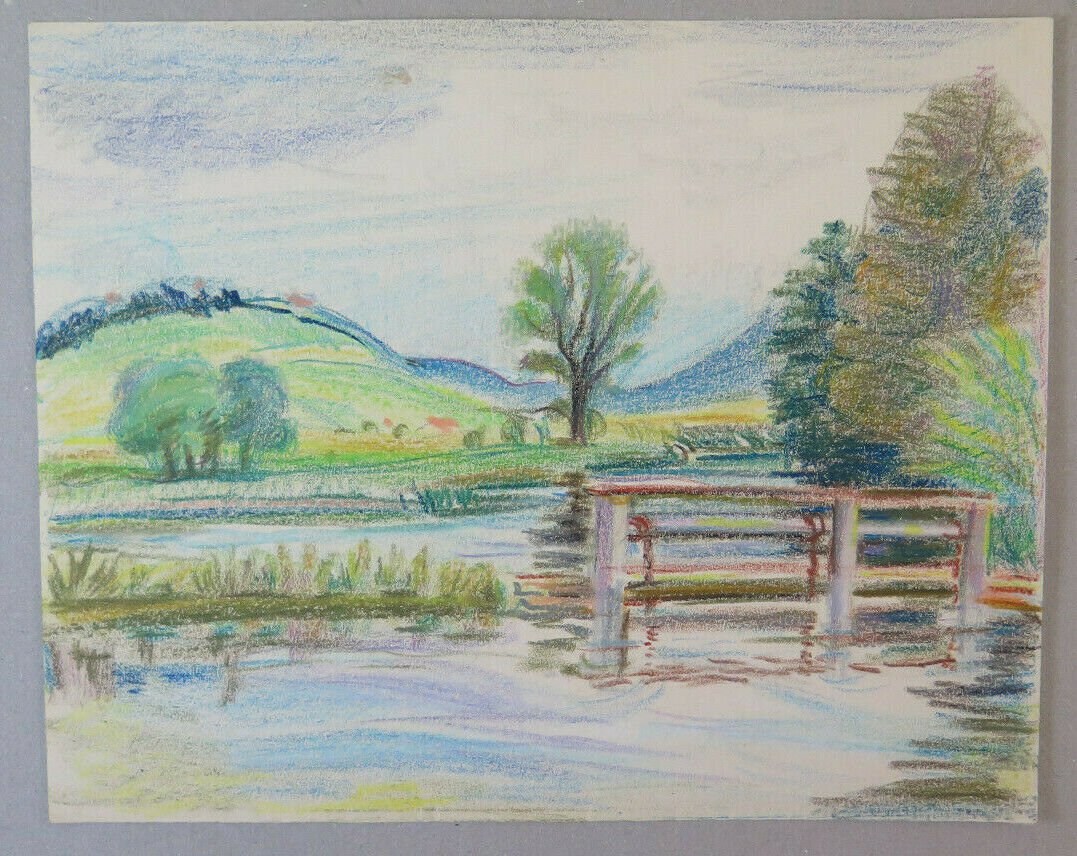 Old Drawing Signed Bischoff Years 60 Neulingen F&Atilde;&frac14;rstenberg Germany BM53.2