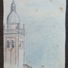 Drawing Antique Architectural Campanile Modena 1940 About Pencil On Basket P28.6