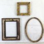 Three Old Frames Vintage Square Rectangular Oval Wooden Paintings BM42