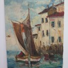 Painting oil View Of Saint Tropez France Costa Azure Blue City' Old R94