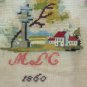 Antique Embroidery A Needlepoint Denmark 1860 Sampler Needlework Cross Stitch