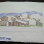 Small Painting Sketch Watercolour Signed landscape View Case 11x8 5/16in P14