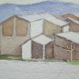 Small Painting Sketch Watercolour Signed landscape View Case 11x8 5/16in P14