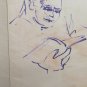 Two Old drawings Sketch With Shapes Man's Faces Human Opera Painter P28.8
