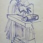 Drawing Sketch On Basket Of G.Pancaldi Studio For Figure Male Seat P28.5