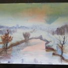 19 11/16x13 13/16in Painting To Watercolour Vintage landscape Farm Winter P14