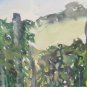 Painting Vintage landscape With Vine Signed France 900 Painting Watercolour BM51
