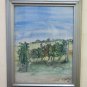 Painting Vintage landscape With Vine Signed France 900 Painting Watercolour BM51
