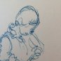 Drawing Antique Sketch Signed Reinoltz 1935 Studio Portrait Little Girl BM53.2