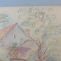 Old Drawing Signed Bischoff Years 60 View Countryside Pencil Basket BM53.2