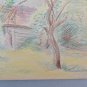 Old Drawing Signed Bischoff Years 60 View Countryside Pencil Basket BM53.2