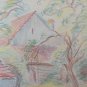 Old Drawing Signed Bischoff Years 60 View Countryside Pencil Basket BM53.2