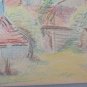 Old Drawing Signed Bischoff Years 60 View Countryside Pencil Basket BM53.2