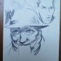 Six drawings Antique With Studio For Faces Human Pencil Pen Paper Years 50 P28.6