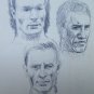Six drawings Antique With Studio For Faces Human Pencil Pen Paper Years 50 P28.6