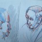 Six drawings Antique With Studio For Faces Human Pencil Pen Paper Years 50 P28.6