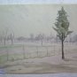 Antique Watercolour On Card Signed landscape By Country With Trees Undress P28M