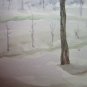 Antique Watercolour On Card Signed landscape By Country With Trees Undress P28M