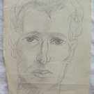 Antique Portrait Male Drawing Pencil On Card Sketch Artists '1940 P28.4