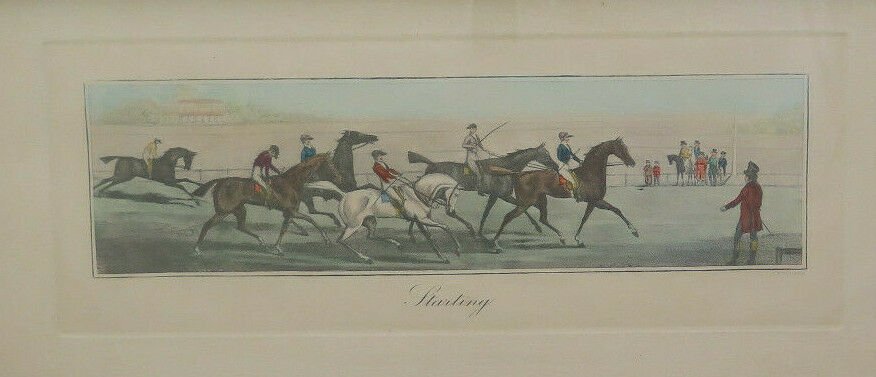 Old engraving Horse Racing Running with Frame France Beginning Century BM45