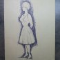 Drawing Antique Sketch Pen On Card Portrait Female Years Quaranta '40 P28