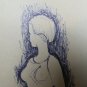 Drawing Antique Sketch Pen On Card Portrait Female Years Quaranta '40 P28